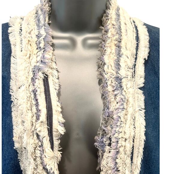 Women's Denim Handmade Vintage Fringed Western Boho Hippie Vest Pockets - Picture 2 of 9